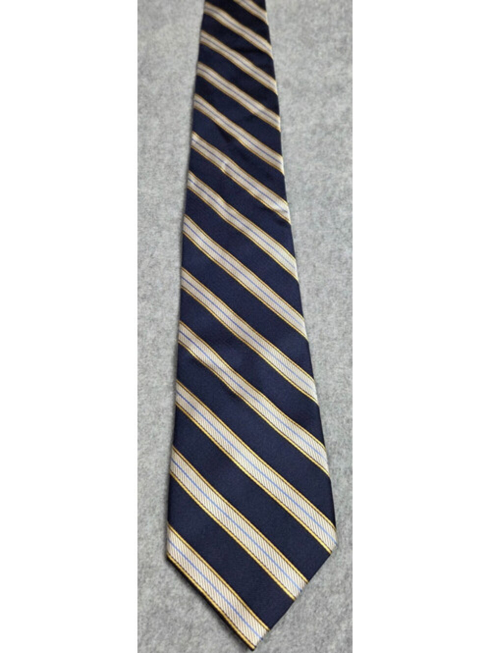 Nautica Silk Necktie Navy Blue Gold Stripe Classic Repp Regimental Mens Tie EXC